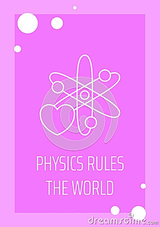 Physics takes over world postcard with linear glyph icon Vector Illustration