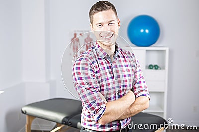 Physiotherapist rehabilitating at job Stock Photo