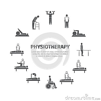 Physiotherapy, rehabilitation center. Vector Illustration