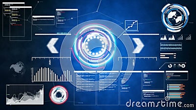 pi da barra do gráfico de HUD And da animação 4K para o elemento futurista da tecnologia do conceito do Cyber no fundo escuro video estoque pi da barra do gráfico de HUD And da animação 4K para o elemento futurista da tecnologia do conceito do Cyber no fundo escuro video estoque