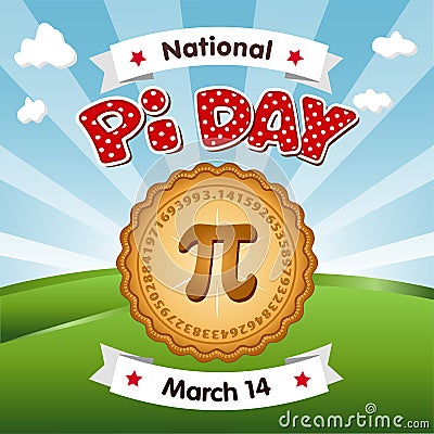 Pi Day, March 14, Eat Pie Vector Illustration