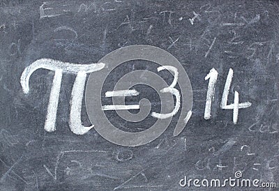 Pi number on blackboard Stock Photo