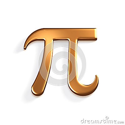 Pi Number Bronze Mathematical Symbol. 3D Render Illustration Stock Photo