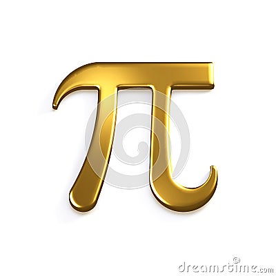 Pi Number Gold Mathematical Symbol. 3D Render Illustration Stock Photo