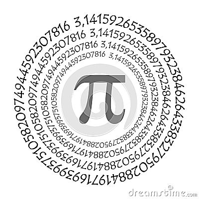 The Pi symbol mathematical constant irrational number on circle, greek letter Stock Photo