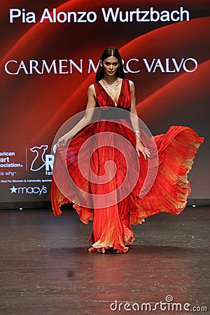 Pia Alonzo Wurtzbach walks the runway at The American Heart Association's Go Red For Women Red Dress Collection 2016 Editorial Stock Photo