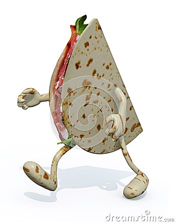 Piadina with arms and legs Cartoon Illustration