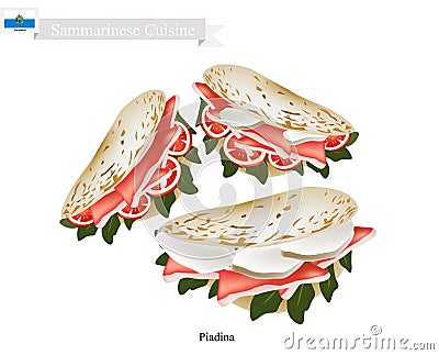 Piadina, A Famous Dish in San Marino Vector Illustration