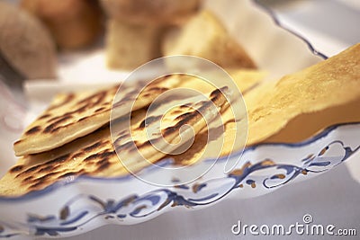Piadina Romagnola and bread Stock Photo