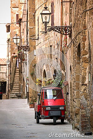 Piaggio Ape at the empty street Stock Photo