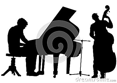 Pianist and bass Vector Illustration