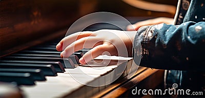Classical music at a concert. Pianist plays a melody on the piano Stock Photo