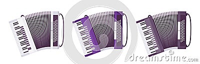 Piano accordion, musical instrument for performances of classical, jazz music Vector Illustration