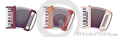 Piano accordion, musical instrument for performances of classical, jazz music Vector Illustration