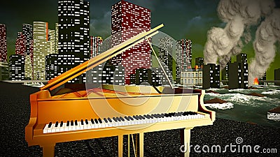 Piano as a symbol of defiance Stock Photo