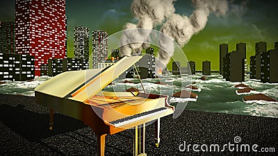 Piano as a symbol of defiance Stock Photo