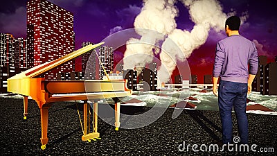 Piano as a symbol of defiance Stock Photo