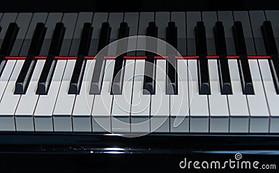 Piano black and whit keys closeup Stock Photo