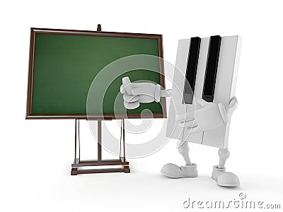 Piano character with blank blackboard Cartoon Illustration