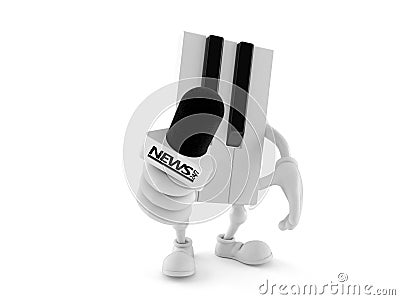 Piano character holding interview microphone Cartoon Illustration