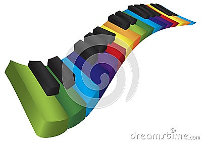 Piano Colorful Wavy Keyboard 3D Illustration Vector Illustration