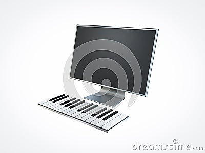 Piano computer on white background Stock Photo