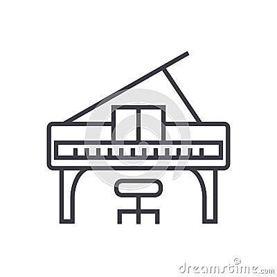 Piano concert vector line icon, sign, illustration on background, editable strokes Vector Illustration