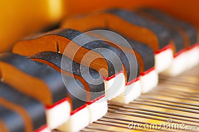 Piano dampers closeup piano Stock Photo
