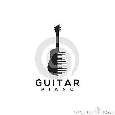 Piano guitar icon logo design vector template Vector Illustration
