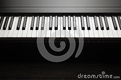 Piano keyboard on wooden table Stock Photo