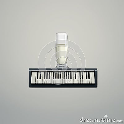 Humorous Piano Keyboard With Glass Of Water Icon Stock Photo