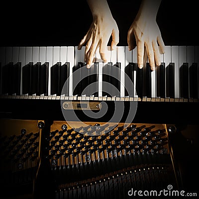 Hands piano keyboard Stock Photo