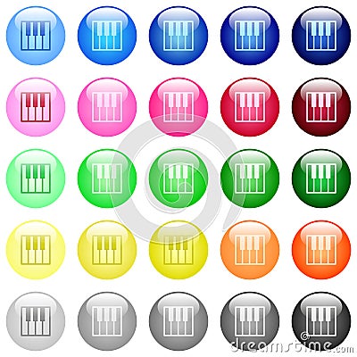 Piano keyboard icons in color glossy buttons Stock Photo