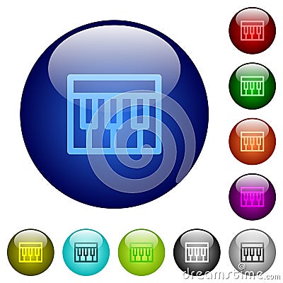 Piano keyboard outline color glass buttons Vector Illustration