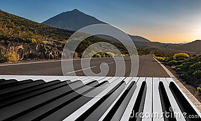 Piano keyboard painted on an asphalt road Stock Photo