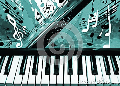 Piano keyboards and grunge music background Stock Photo