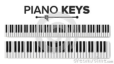 Piano Keyboards Vector. Isolated Illustration. Top View Keyboard Pad Vector Illustration