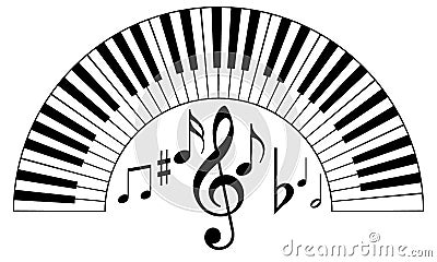 Piano keyboard with music notes Vector Illustration