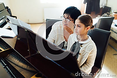Piano lessons at music school Stock Photo