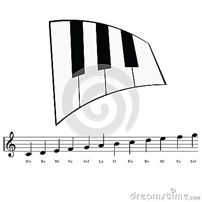 Piano with music notes icon illustration Vector Illustration