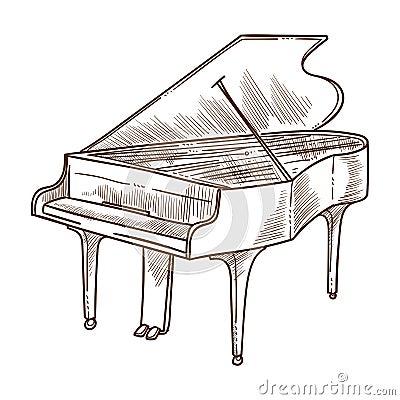 Piano musical instrument isolated sketch classic music Vector Illustration