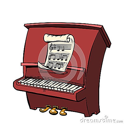 Piano musical instrument. sheet music Vector Illustration