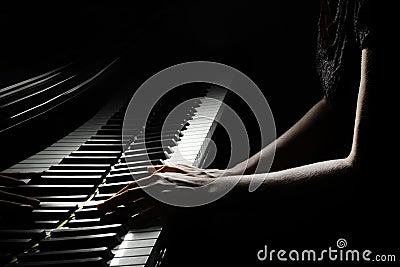 Hands piano keyboard Stock Photo