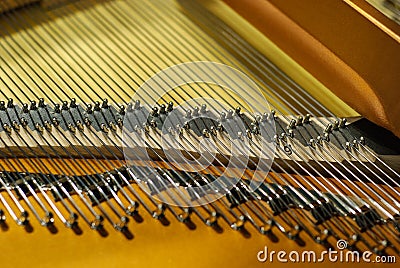 Piano strings detail Stock Photo