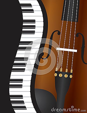 Piano Wavy Border with Violin Illustration Vector Illustration