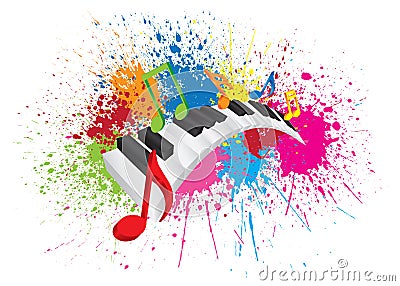 Piano Wavy Keyboard Paint Splatter Abstract Illustration Vector Illustration