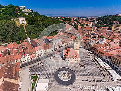 Piata Sfatului Brasov Romania aerial view Editorial Stock Photo