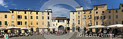 Piazza Anfiteatro in Lucca, Italy Editorial Stock Photo