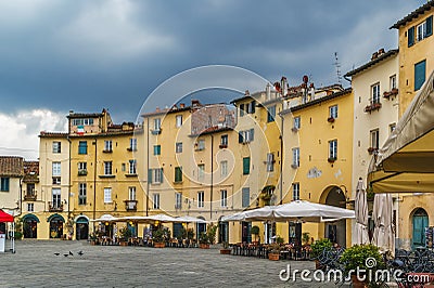 Piazza Anfiteatro, Lucca, Italy Editorial Stock Photo