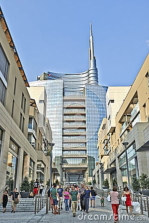 Piazza Aulenti and the Unicredit Tower Editorial Stock Photo